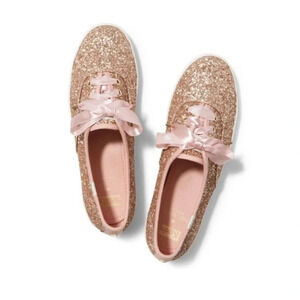 Keds x Kate Spade New York Women's 7.5 Champion Glitter Sneakers Rose Gold